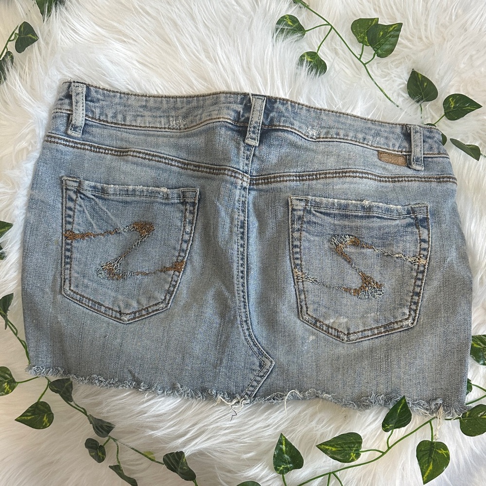 Stylish Sliver Denim Mini Skirt